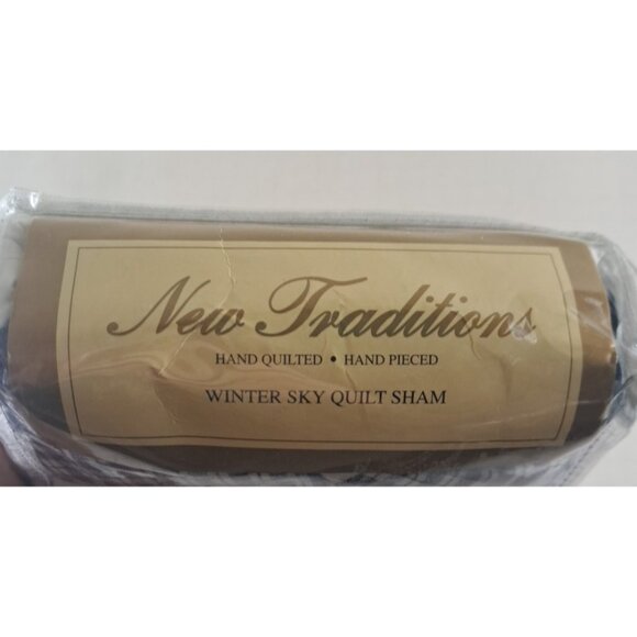 NEW Quilted Pillow Sham Winter Sky Blue White Hand Pieced Star Standard Sears - Picture 5 of 5